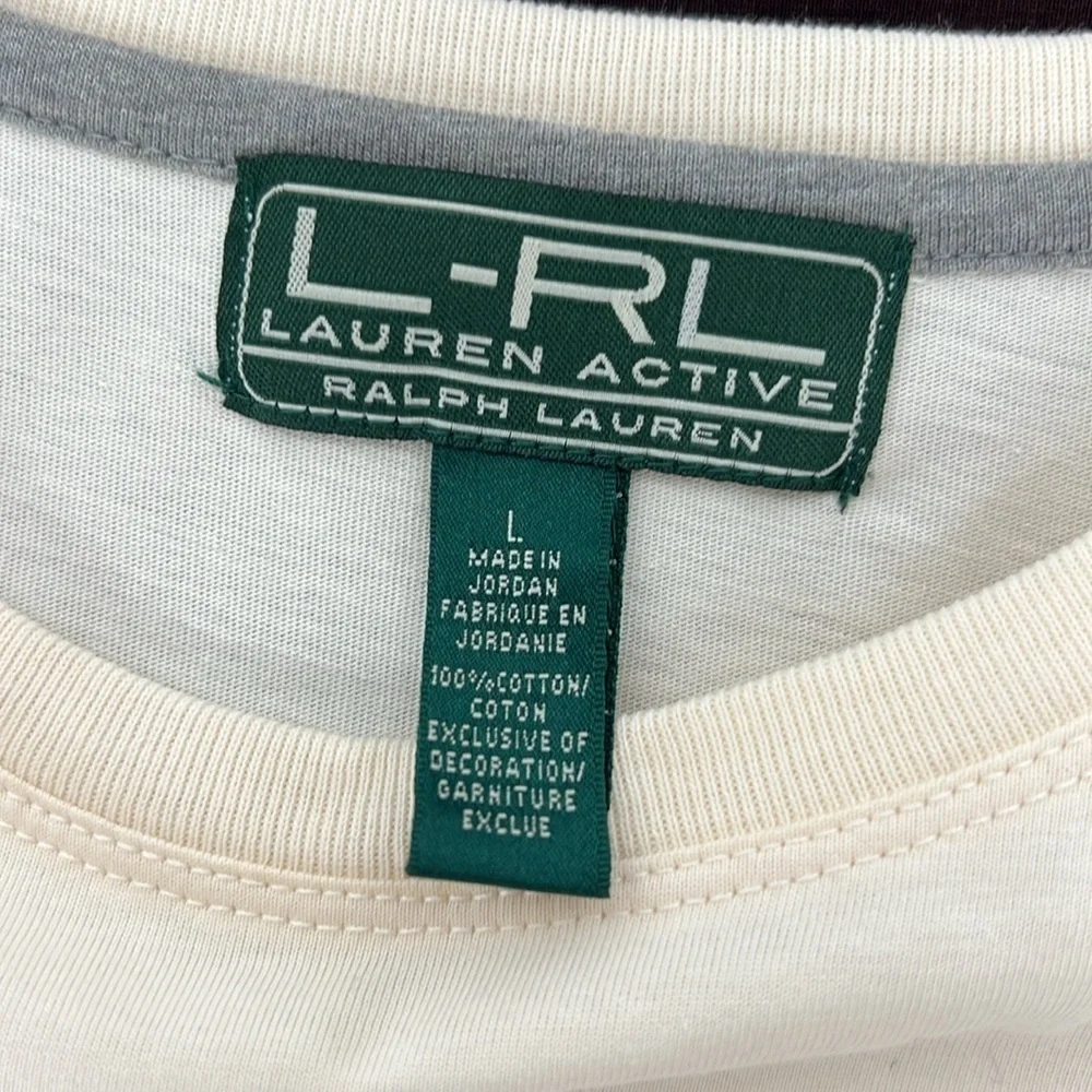Lauren Ralph Lauren Active Sz Large Vintage Colorblock Tee Snowflake Logo NWT